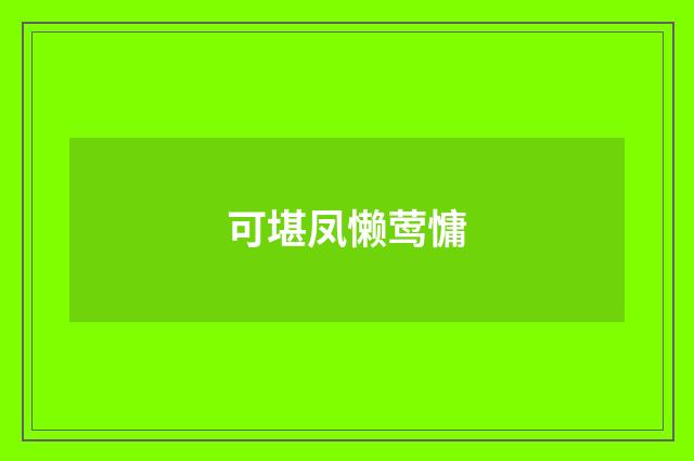 可堪凤懒莺慵