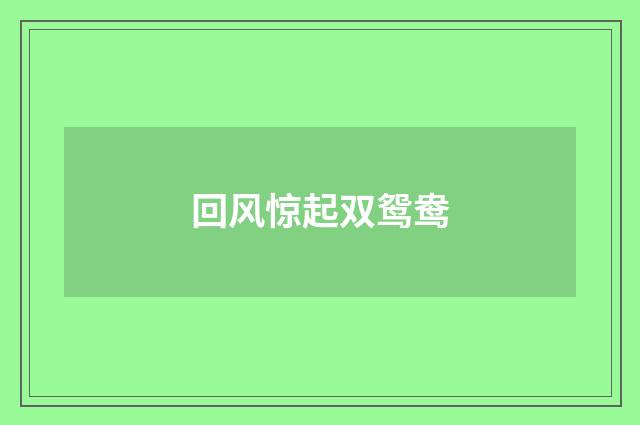 回风惊起双鸳鸯