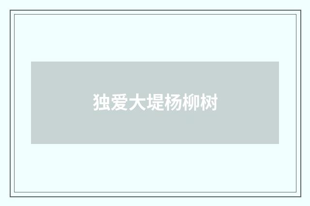 独爱大堤杨柳树