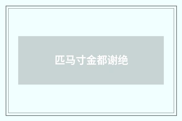 匹马寸金都谢绝