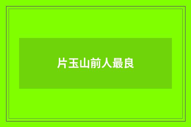 片玉山前人最良