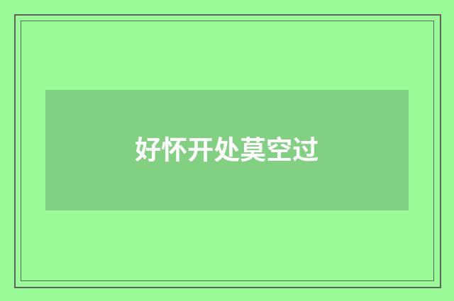 好怀开处莫空过