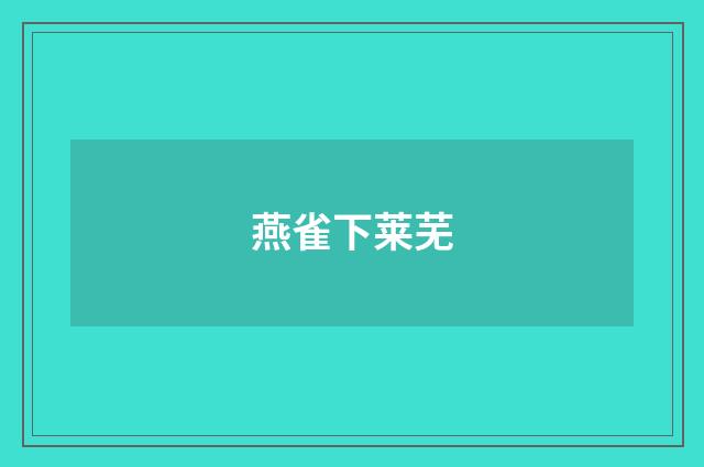 燕雀下莱芜