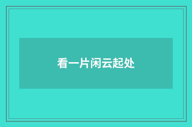 看一片闲云起处