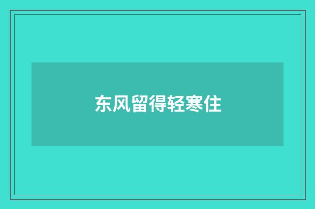 东风留得轻寒住
