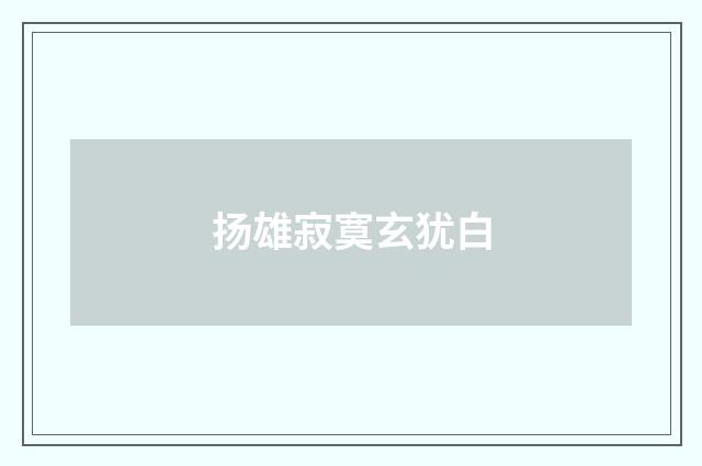 扬雄寂寞玄犹白
