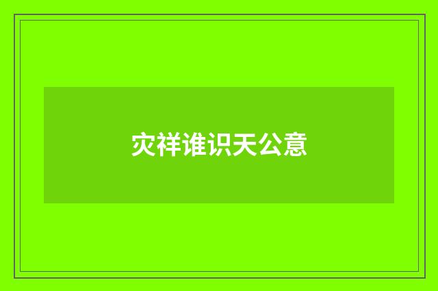 灾祥谁识天公意