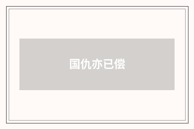 国仇亦已偿