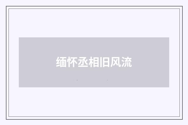 缅怀丞相旧风流