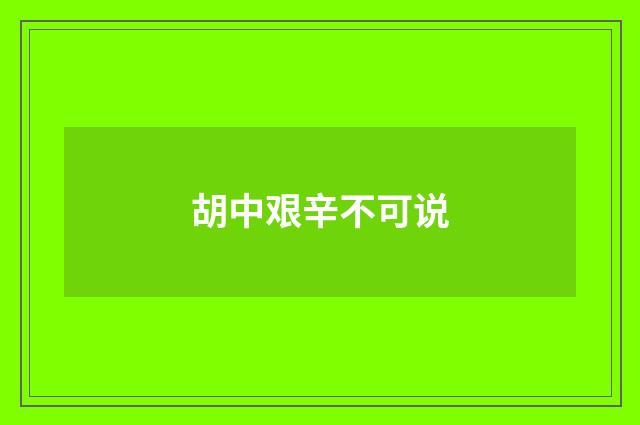 胡中艰辛不可说