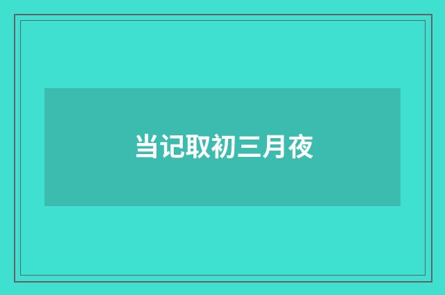 当记取初三月夜