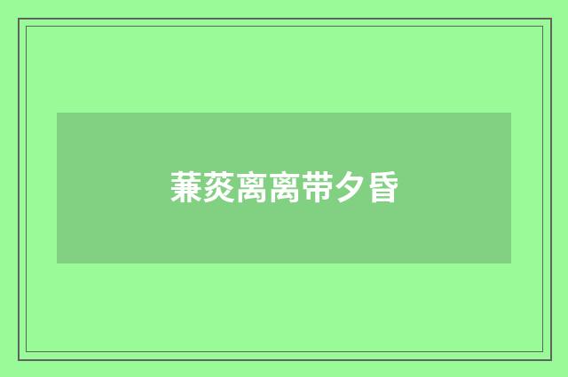 蒹菼离离带夕昏