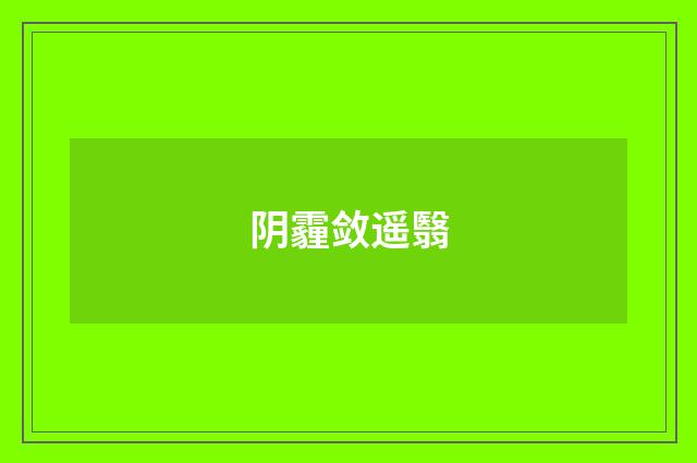 阴霾敛遥翳