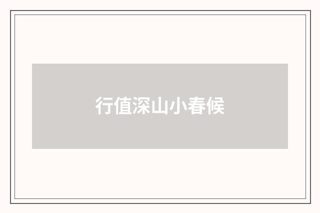 行值深山小春候