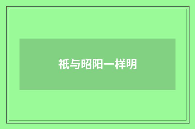 祇与昭阳一样明