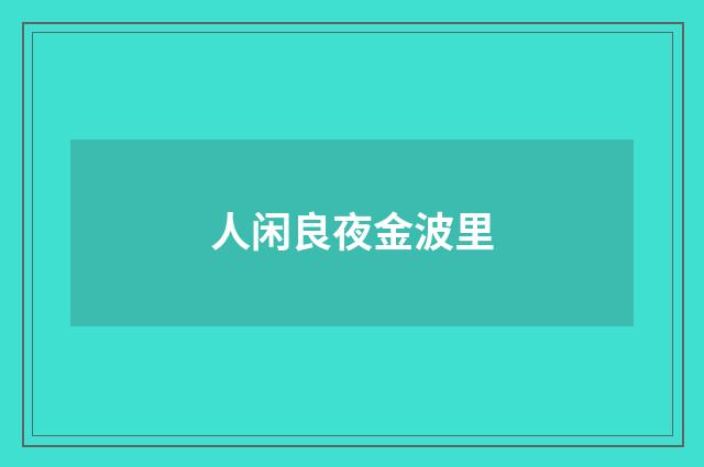 人闲良夜金波里