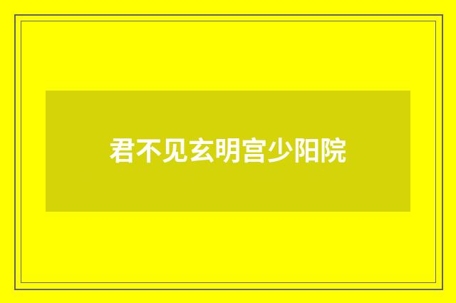 君不见玄明宫少阳院