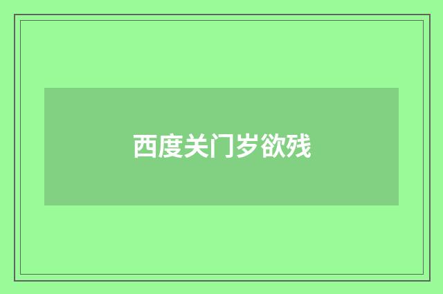 西度关门岁欲残
