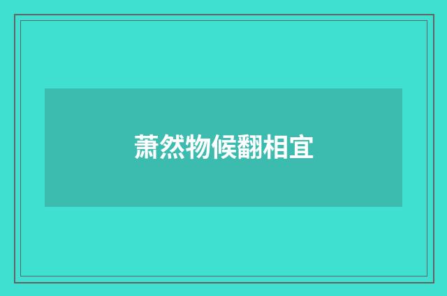 萧然物候翻相宜