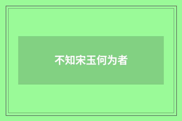 不知宋玉何为者