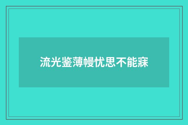 流光鉴薄幔忧思不能寐