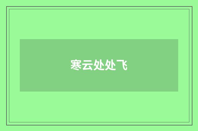 寒云处处飞
