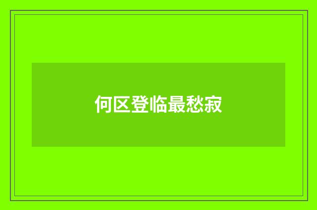 何区登临最愁寂