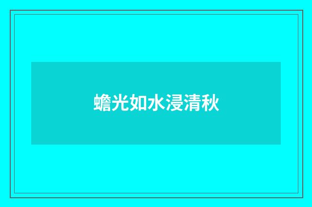 蟾光如水浸清秋