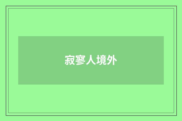 寂寥人境外