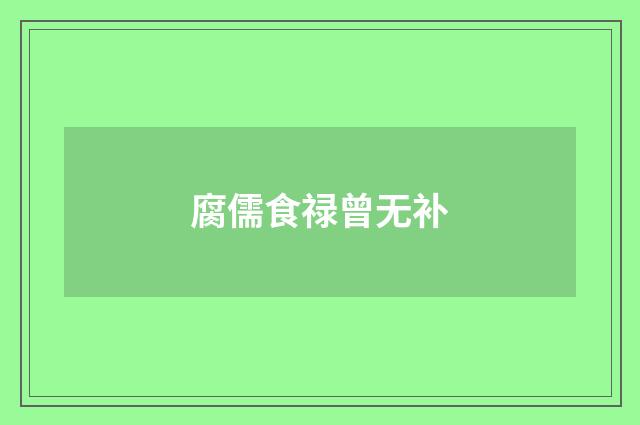 腐儒食禄曾无补