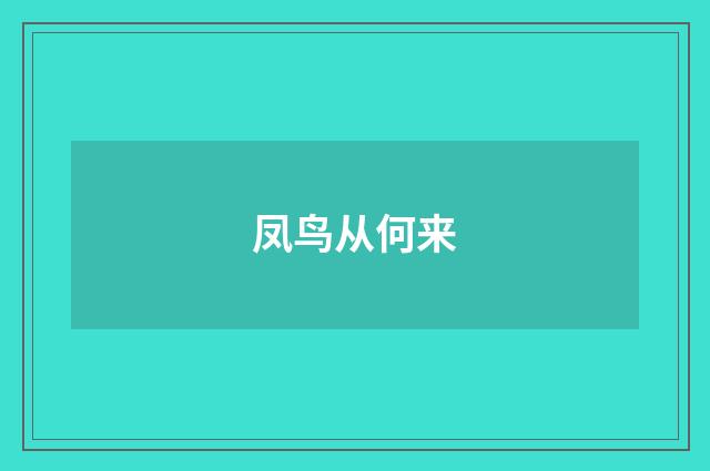 凤鸟从何来
