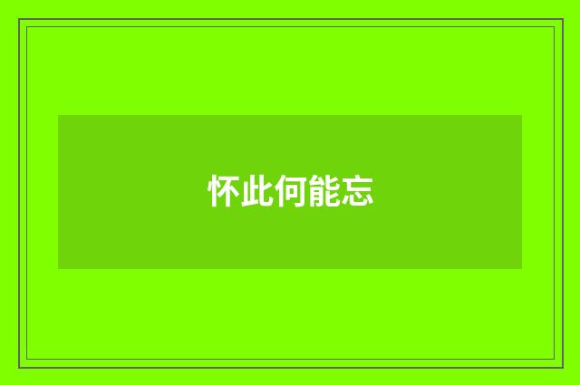 怀此何能忘