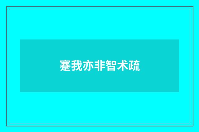 蹇我亦非智术疏