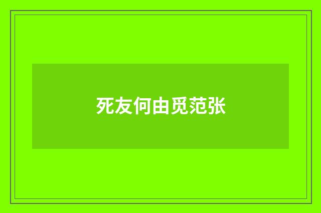 死友何由觅范张