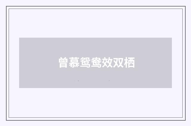 曾慕鸳鸯效双栖