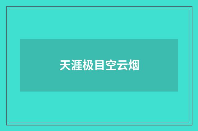天涯极目空云烟