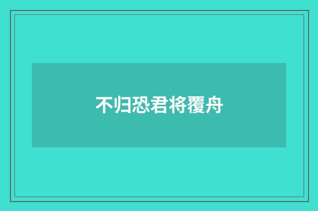 不归恐君将覆舟
