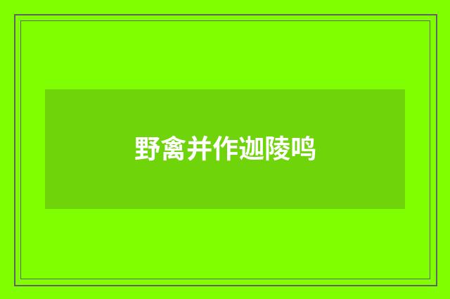 野禽并作迦陵鸣