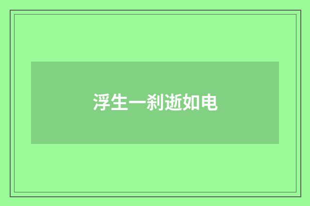 浮生一刹逝如电