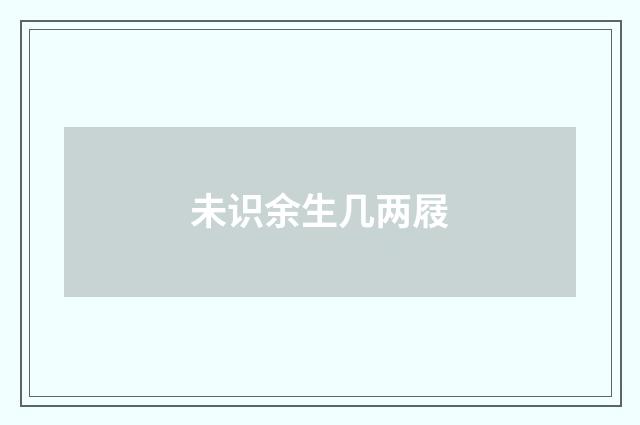 未识余生几两屐