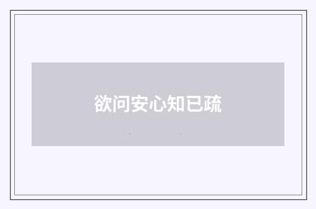 欲问安心知已疏