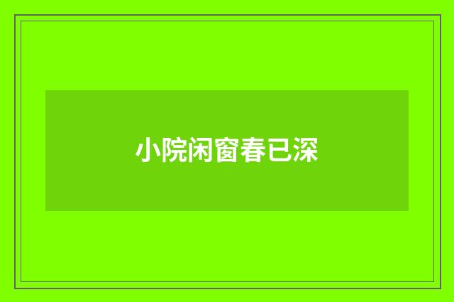 小院闲窗春已深