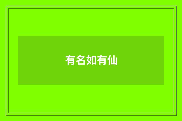 有名如有仙