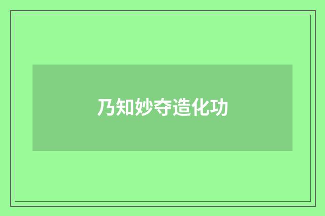 乃知妙夺造化功