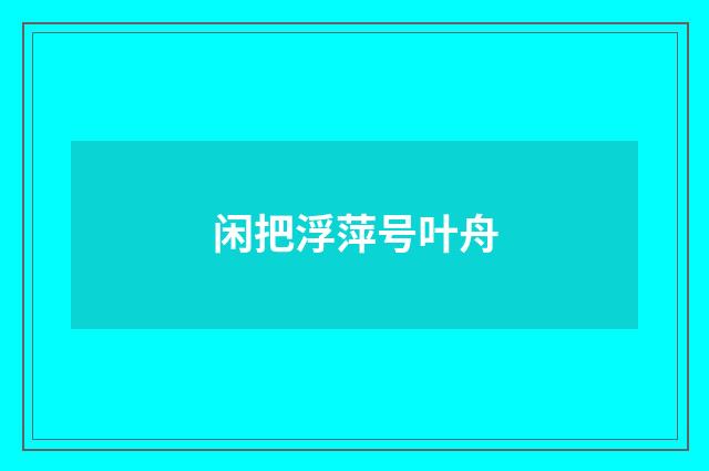闲把浮萍号叶舟