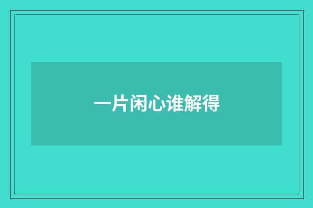 一片闲心谁解得