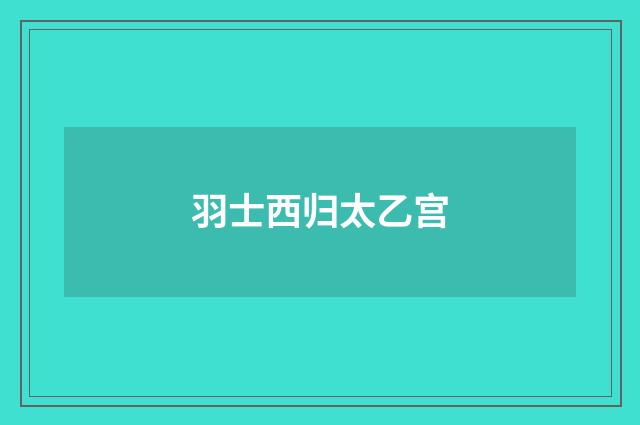 羽士西归太乙宫