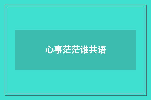 心事茫茫谁共语