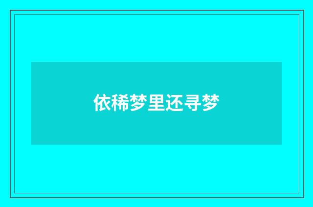 依稀梦里还寻梦