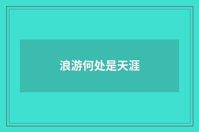 浪游何处是天涯